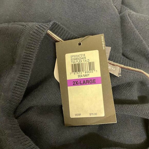 Van Heusen Flex Men's Size 2XL XXL V Neck Cotton Acrylic Blend Sweater Blue NEW - Picture 5 of 6